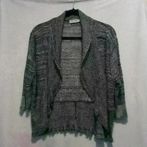 Jamie Nicole collection open cardigan  vest black gray knit lightweight boho M/L